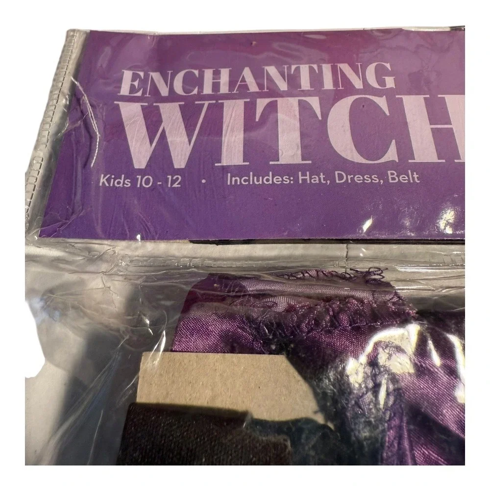 Enchanting Witch Costume Girls Size 10-12 Hat‎ Dress Belt Halloween Outfit